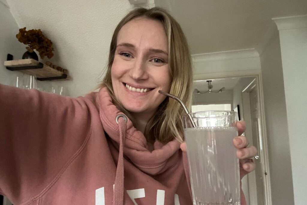 Metal straw in a glass zero waste swap